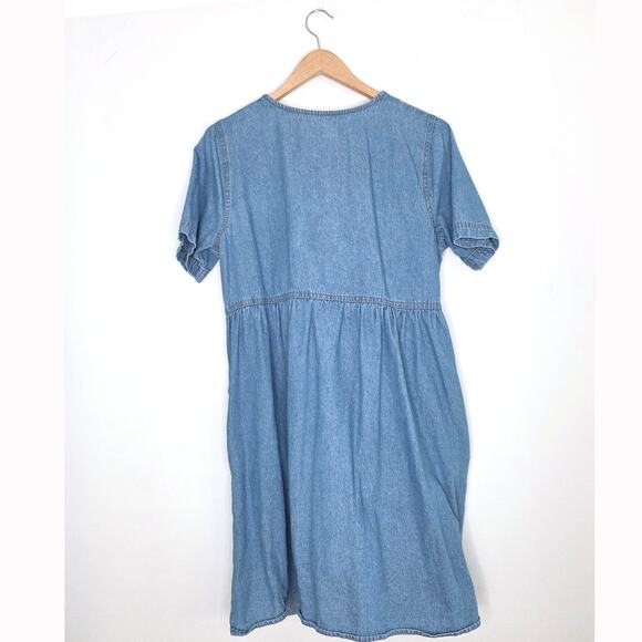 ASOS Maternity Blue Denim Button Down Smock Babydoll Mini Dress 8 MAMA Utility - Picture 8 of 9